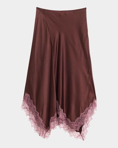 Sablyn Keri Asymmetric Lace-Trim Midi Skirt