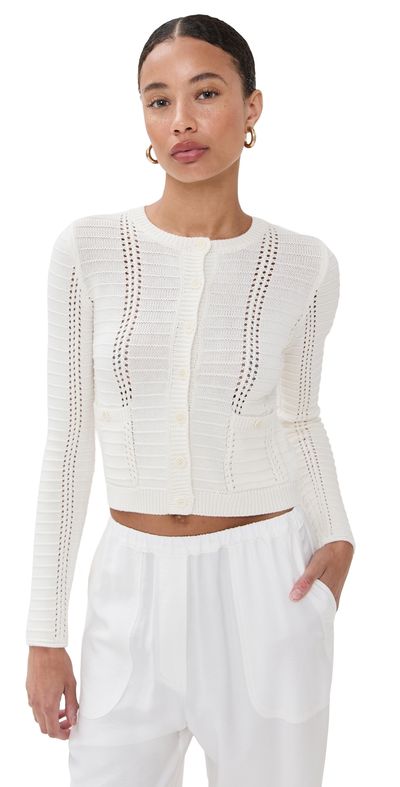 Sablyn Sablyn Charlotte Slim Crewneck Cardigan Gardenia XS