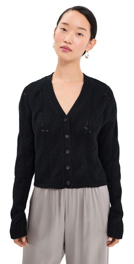 Sablyn Sablyn Jolie Cropped Cashmere Cable Cardigan Black