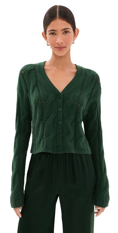 Sablyn Sablyn Jolie Cropped Cashmere Cable Cardigan Hunter Green