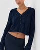 Sablyn Sablyn Jolie Cropped Cashmere Cable Cardigan Midnight Navy XS - 2