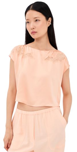 Sablyn Sablyn Kerra Lace Cut Silk Tee Sherbet