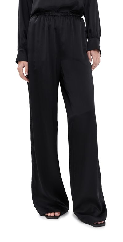 Sablyn Sablyn Lexi Low Relaxed Silk Pull On Pants Black