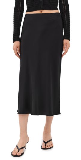 Sablyn Sablyn Miranda B Scallop Trim Bias Cut Pull On Skirt Black