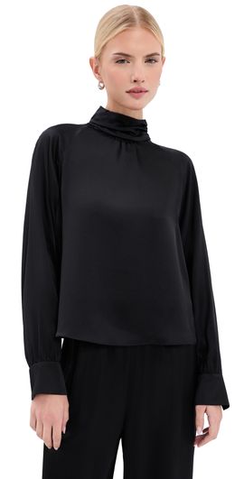 Sablyn Sablyn Nadine Slouchy Turtleneck Silk Blouse Black