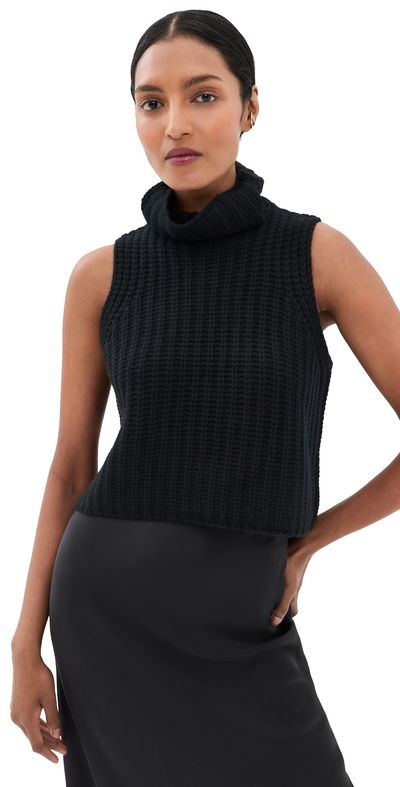 Sablyn Sablyn Saige Cropped Turtleneck Cashmere Pullover Black