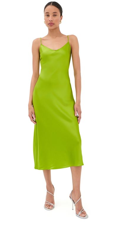 Sablyn Sablyn Taylor V Neck Silk Dress Chartruese