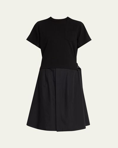 SACAI Cotton Poplin x Knit Shirtdress
