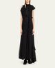 SACAI Mixed-Media Tiered Cap-Sleeve Maxi Dress - 2