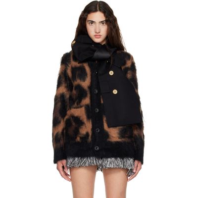 sacai sacai Beige Leopard Mohair Knit Cardigan