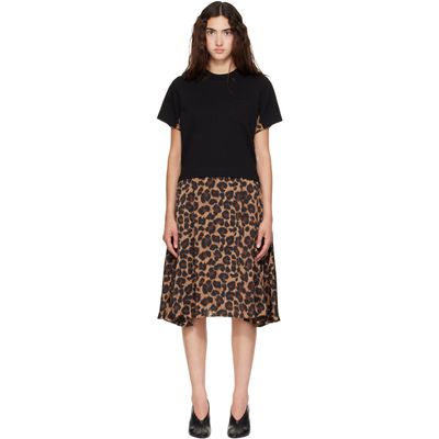 sacai sacai Beige Leopard x Cotton Jersey Midi Dress