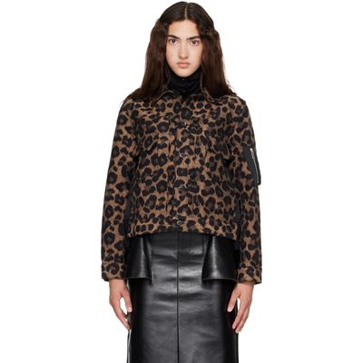 sacai sacai Beige Leopard x Nylon Twill Jacket
