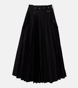 Sacai Sacai Belted cotton-blend gabardine midi skirt
