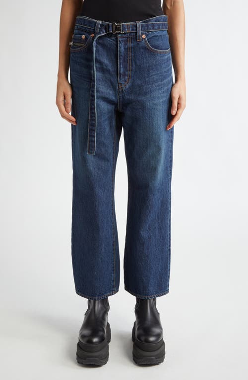 Sacai Sacai Belted Crop Bootcut Jeans
