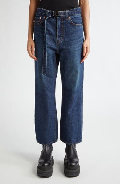 Sacai Sacai Belted Crop Bootcut Jeans