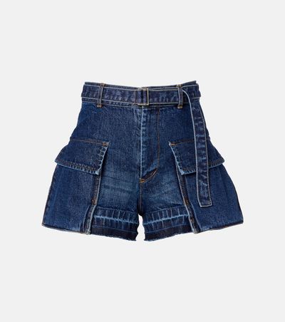 Sacai Sacai Belted denim shorts