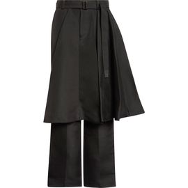 Sacai Sacai Belted Double-Faced Silk & Cotton Skirted Pants