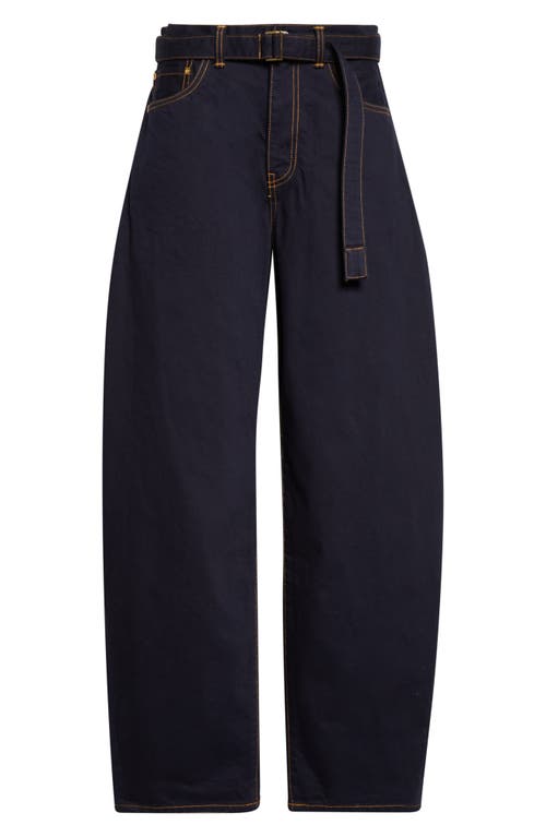 Sacai Sacai Belted High Waist Wide Leg Jeans