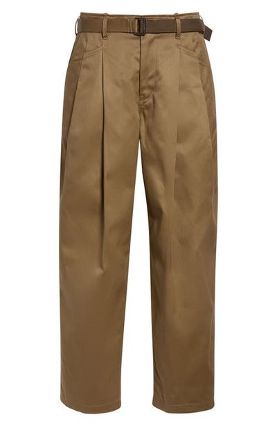 Sacai Sacai Belted Pleat Front Cotton Chinos
