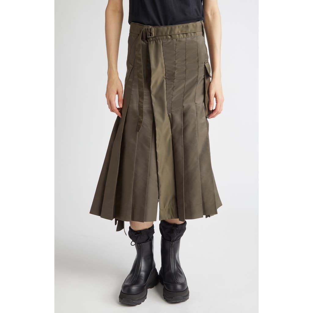 Sacai Sacai Belted Pleated Midi Skirt