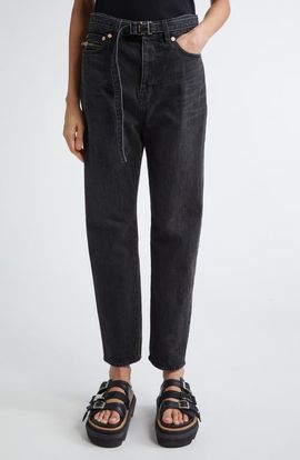 Sacai Sacai Belted Straight Leg Jeans