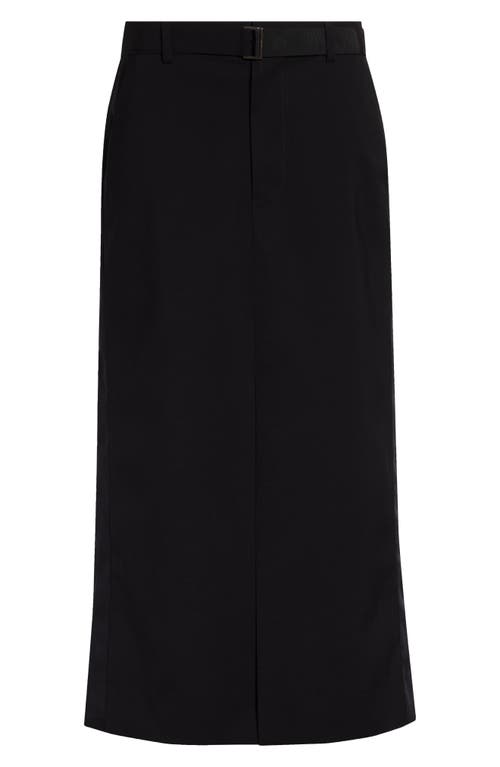 Sacai Sacai Belted Wool Suiting & Satin Pencil Skirt