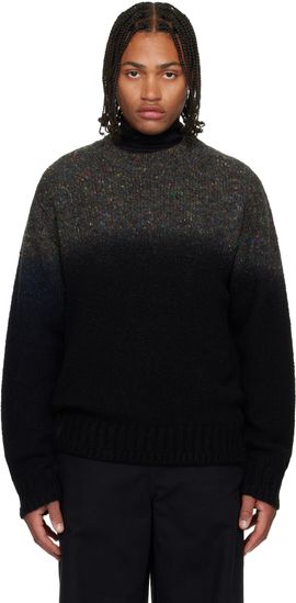 sacai sacai Black & Gray Garment Dye Wool Knit Sweater