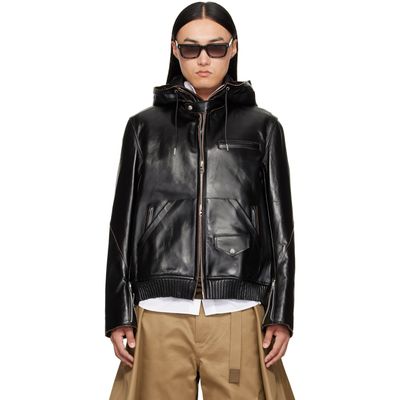 sacai sacai Black Blouson Leather Jacket