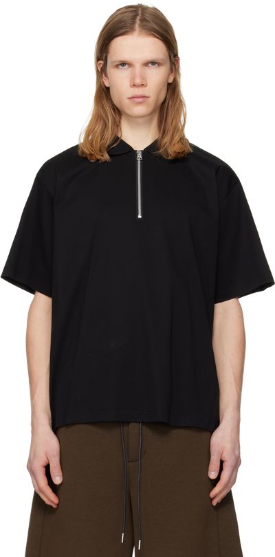 sacai sacai Black Cotton Jersey Polo