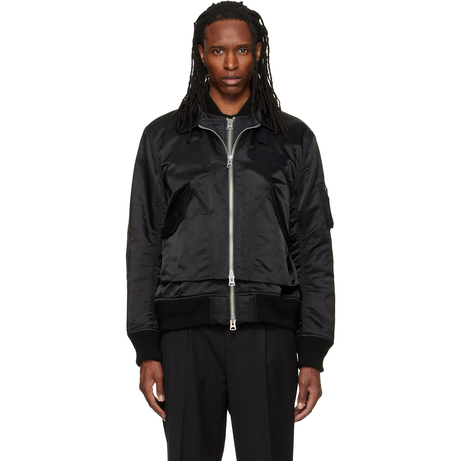 sacai - Black Suiting x Nylon Twill Blazer