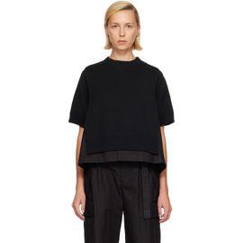 sacai sacai Black Cotton Weather & Cotton Cashmere Knit Sweater