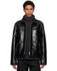 sacai sacai Black Down Leather Blouson Jacket - 1