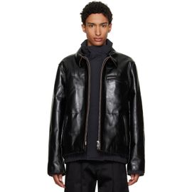 sacai sacai Black Down Leather Blouson Jacket