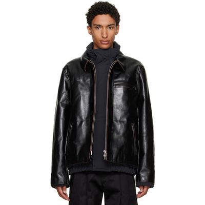 sacai sacai Black Down Leather Blouson Jacket