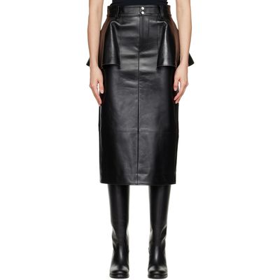 sacai sacai Black Leather Midi Skirt