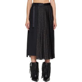 sacai sacai Black Leopard x Suiting Midi Skirt