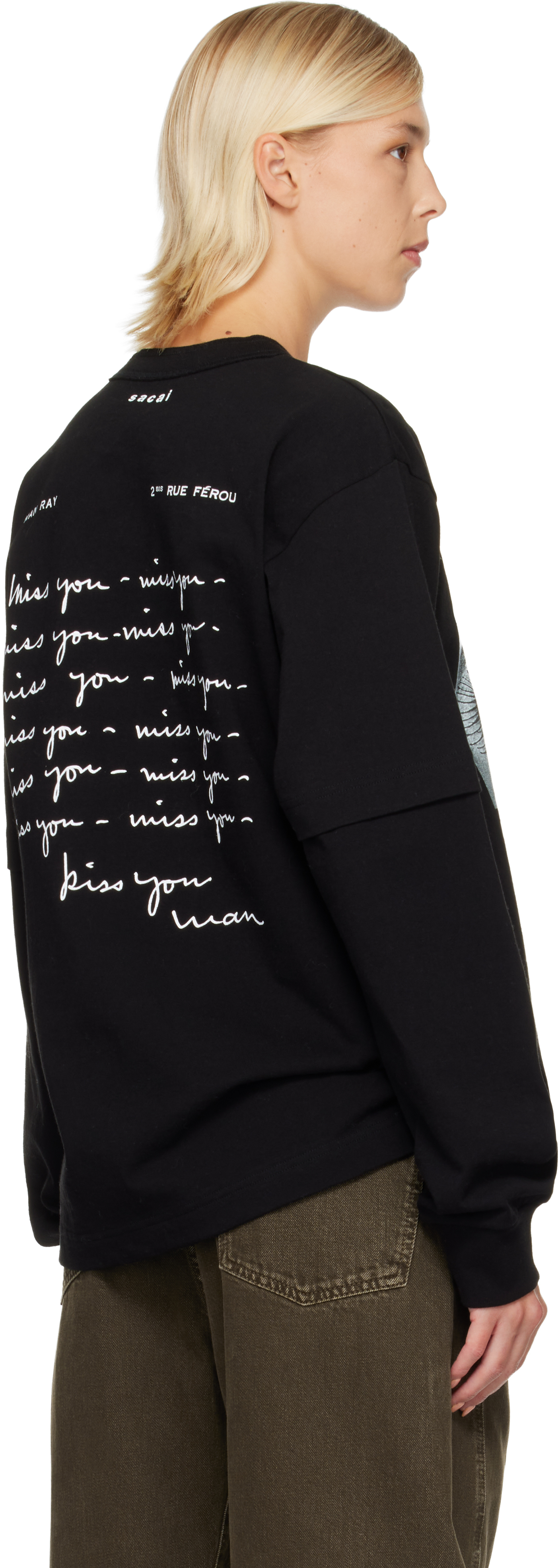 sacai - Black Man Ray Print L/S T-shirt