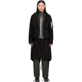 sacai sacai Black Nylon Twill x Ripstop Coat