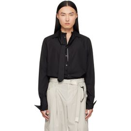 sacai sacai Black Satin Tie Poplin Shirt
