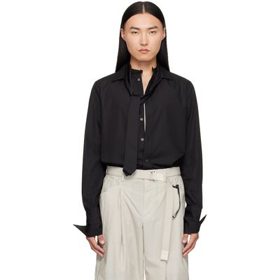sacai sacai Black Satin Tie Poplin Shirt