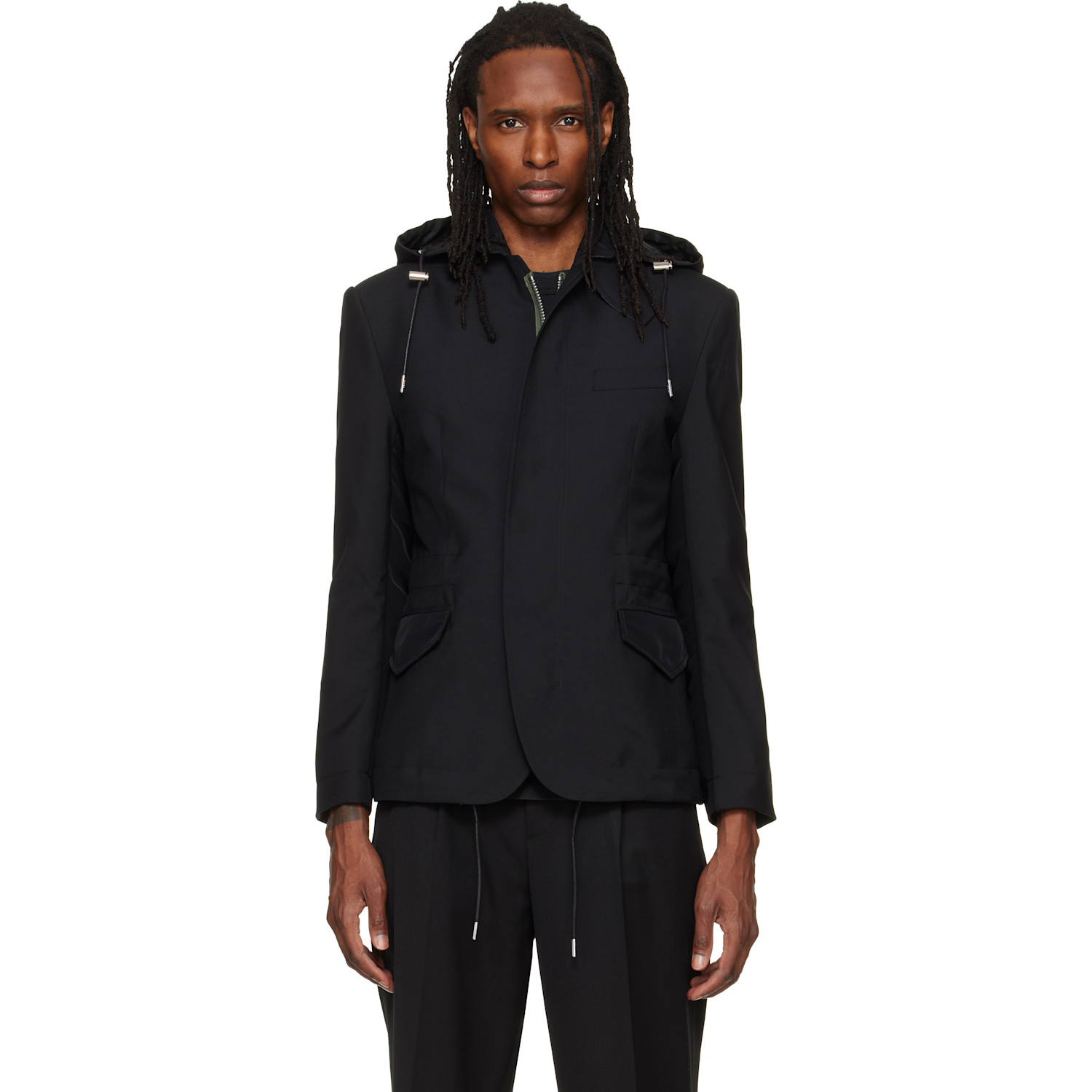 【極美品/定価10.4万】sacai 21AW Suiting Jacket sacai - Black Suiting x Nylon Twill Blazer