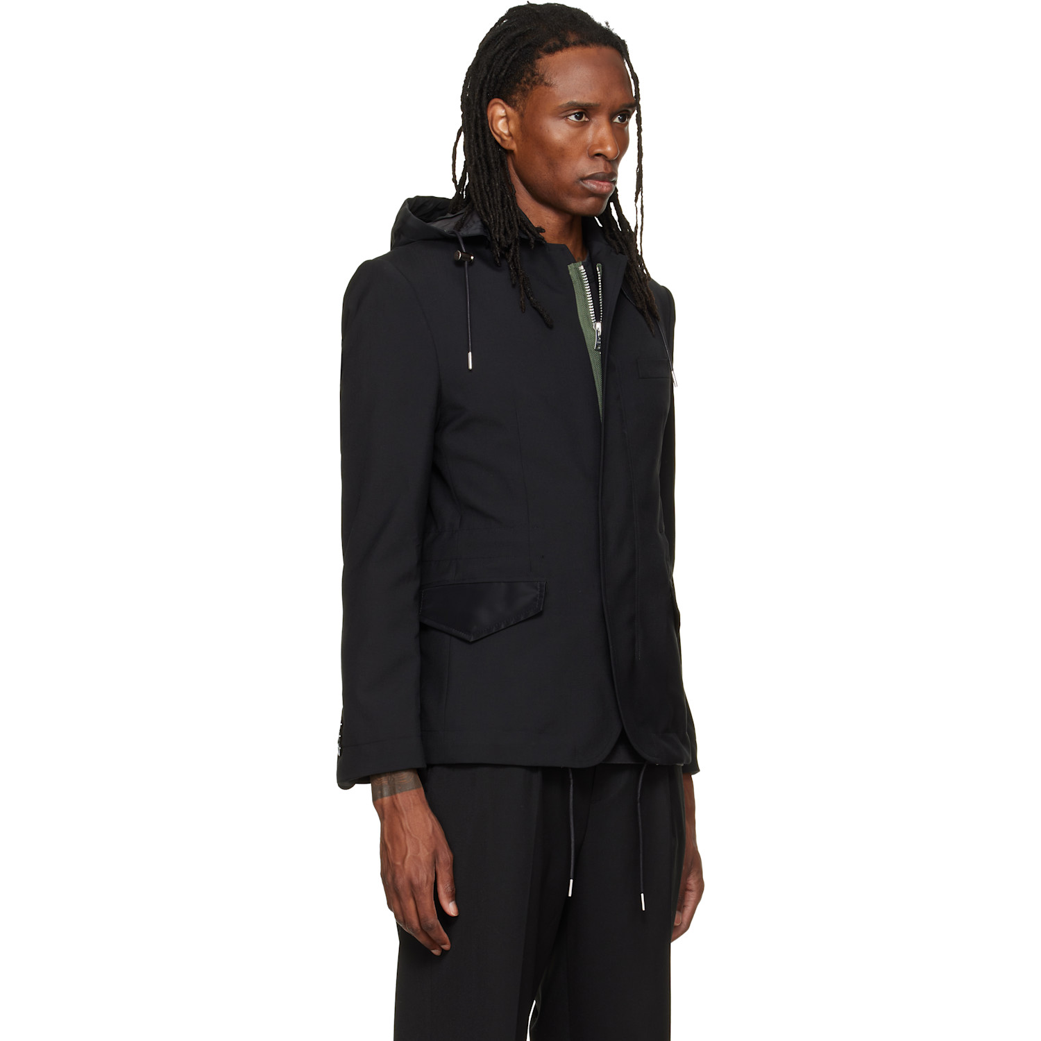 sacai - Black Suiting x Nylon Twill Blazer