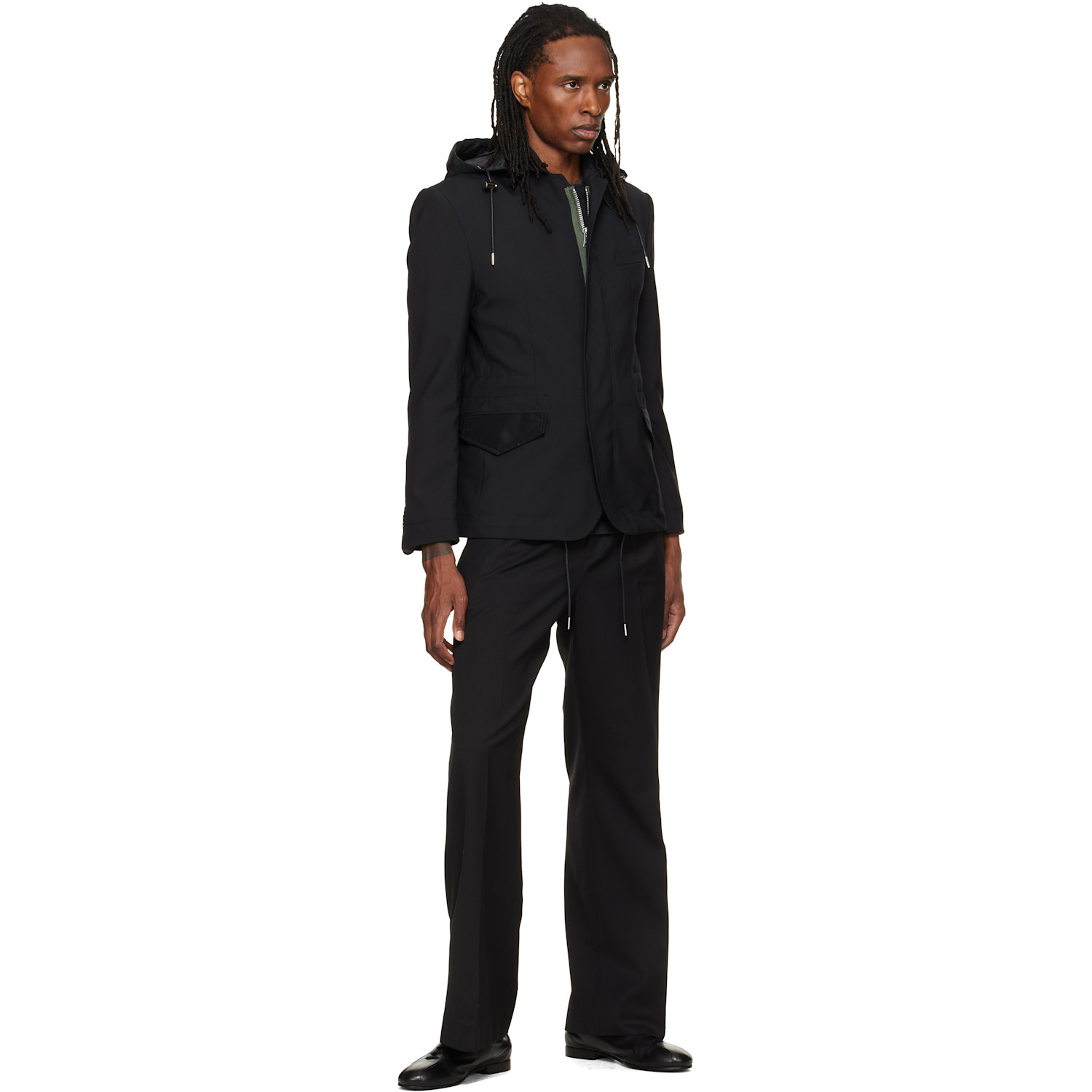 sacai - Black Suiting x Nylon Twill Blazer