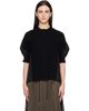 sacai sacai Black Wool Knit x Cotton Poplin Pullover Sweater - 1