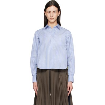 sacai sacai Blue & Khaki Cotton Poplin x Nylon Twill Shirt