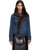 sacai sacai Blue Faux-Fur Denim Jacket - 1