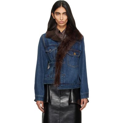 sacai sacai Blue Faux-Fur Denim Jacket