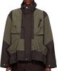 sacai sacai Brown & Khaki Suiting Bonding x Grosgrain Jacket - 1