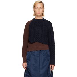 sacai sacai Brown Cotton Cashmere Knit Sweater