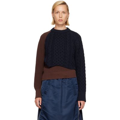 sacai sacai Brown Cotton Cashmere Knit Sweater